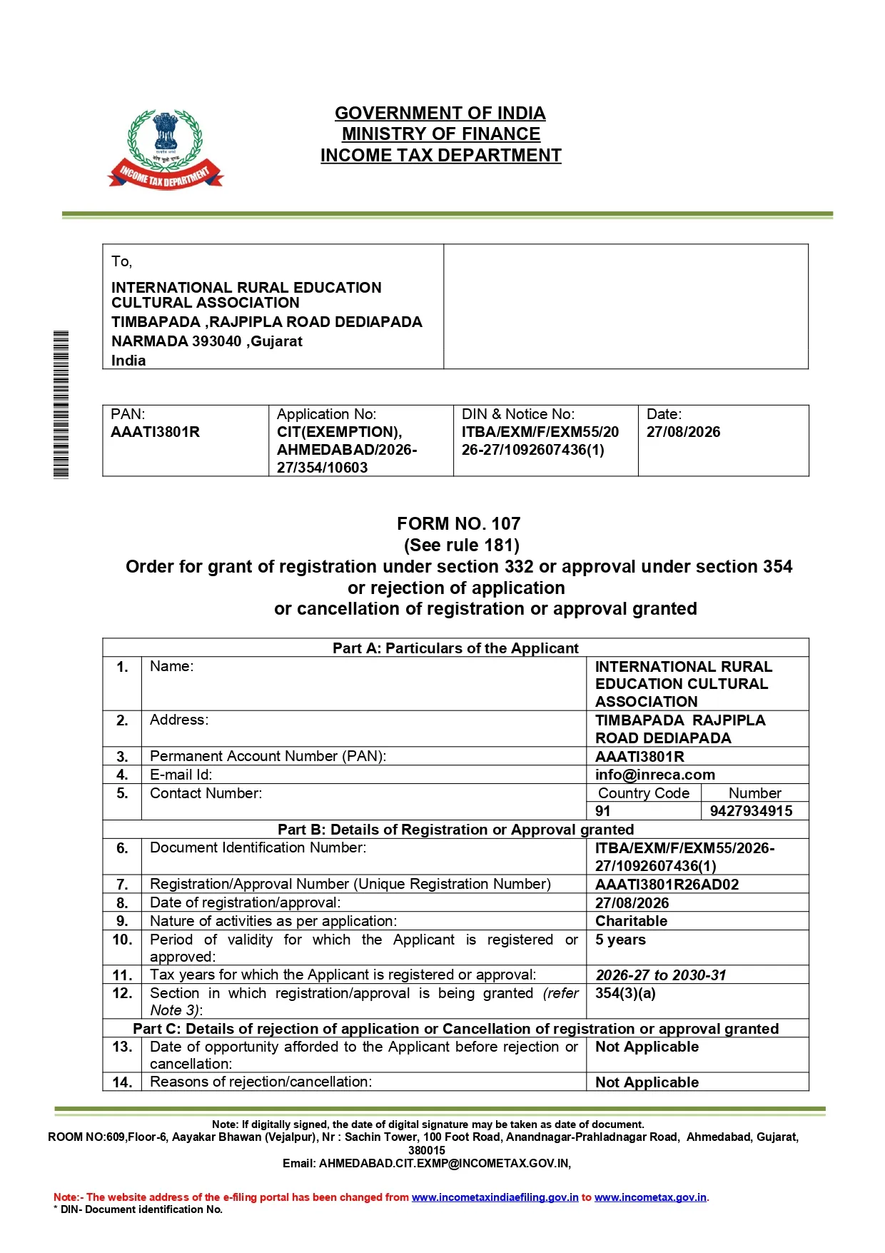Registration Certificate