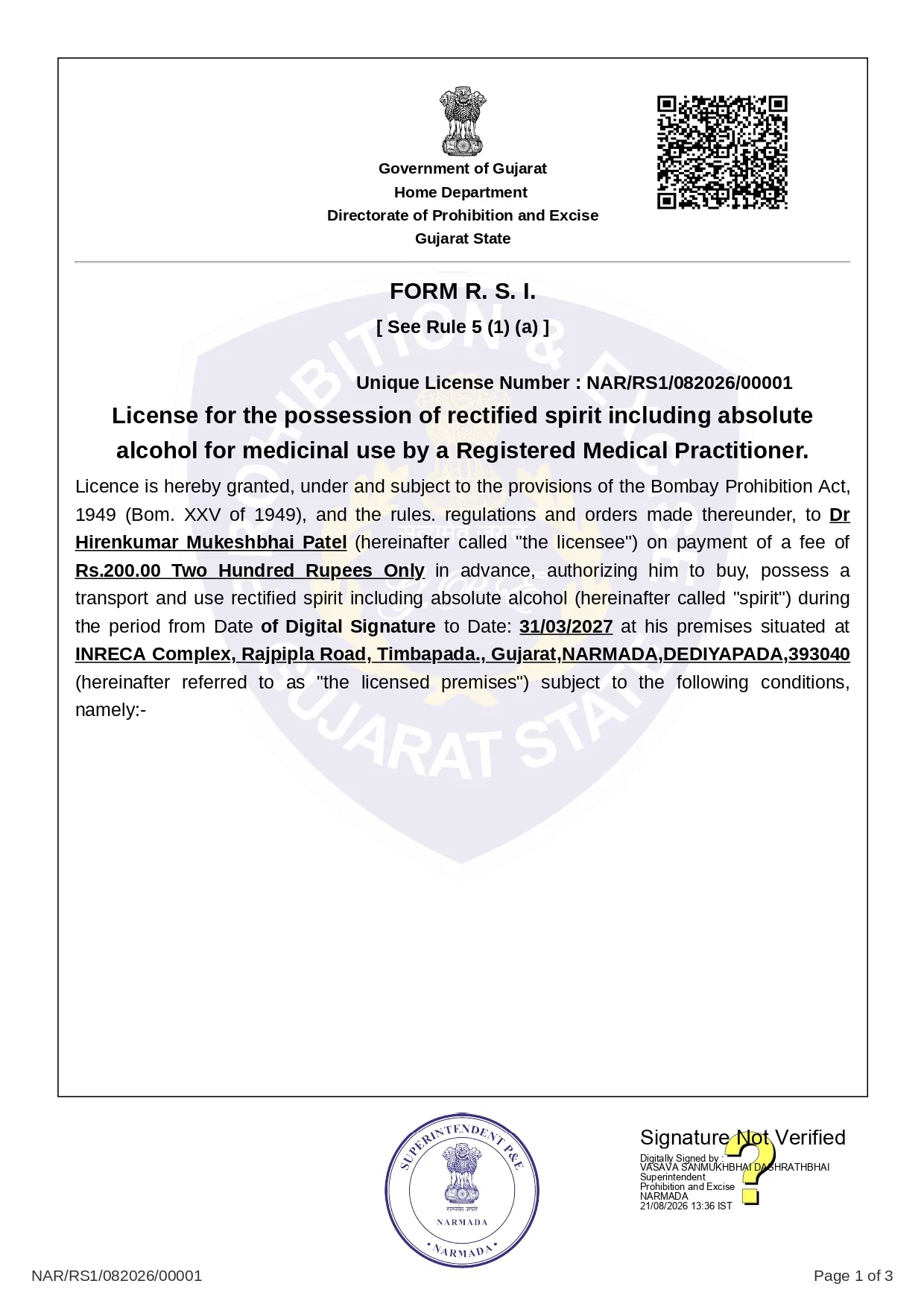 Registration Certificate